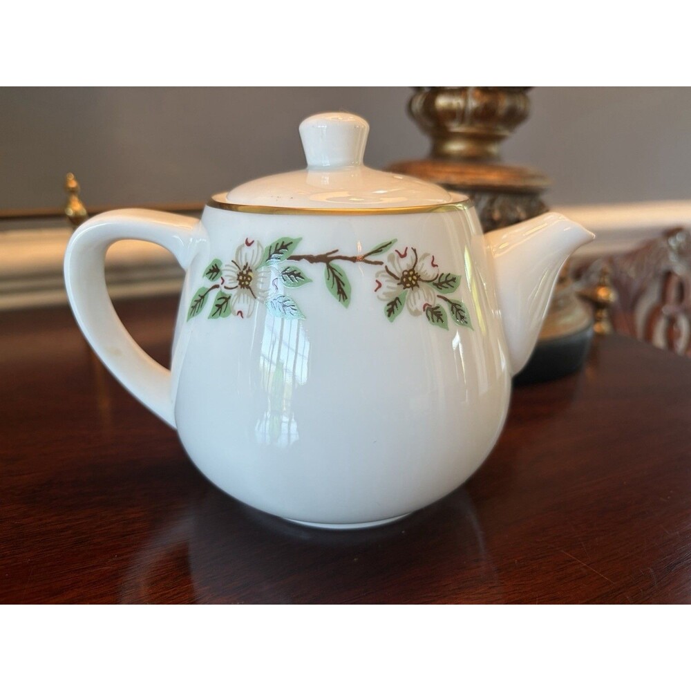 Woodmere China Magnolia Teapot New Castle PA Hand Painted with Gilt Trim